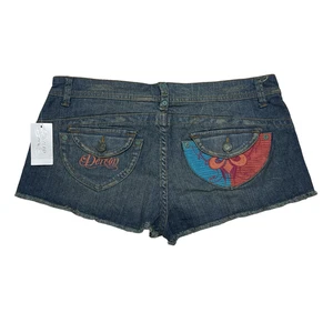Dereon Shorts Womens 9/10 Denim Embroidered Pockets Beyonce B Day NWT Distressed - Picture 1 of 12