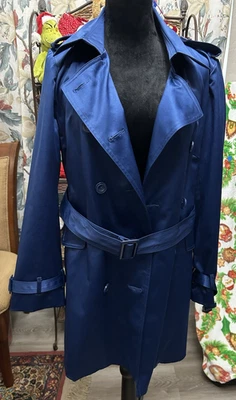 Gabardina clásica para mujer Joan Rivers talla M--color azul Foto 1 de 4