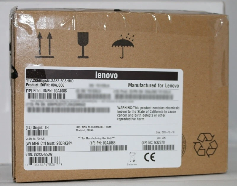 00AJ086 Lenovo System X 1TB 2.5" 7.2K SAS HDD 64 MB Cache 2.5" - Retail Box - Image 1 of 2