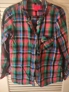 Victoria Secret Plaid 2 PC Pajama Set/ Sleepwear/ Pink/ Green Size S/P Blk Bow - Picture 1 of 5