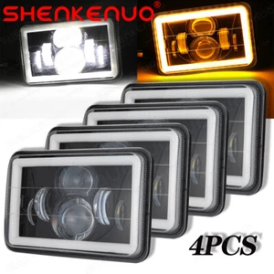 4PCS For 1982-1987 Chevrolet El Camino 4x6 LED Headlights Hi/Lo Beam Yellow DRL - Picture 1 of 16