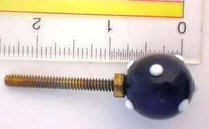 COBALT WITH MILK GLASS DOTS OLDER VENITIAL SPUN GLASS KNOBS  - Picture 1 of 3