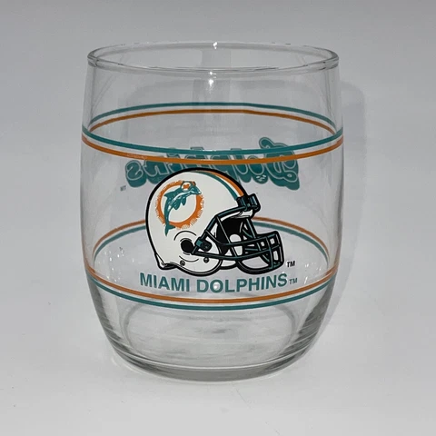 Miami Dolphins Drinking Glass Vintage Tumbler - Small Chip Cover