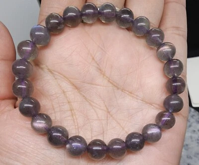 Pulsera de cristal natural de piedra lunar púrpura de 8 mm Foto 1 de 4