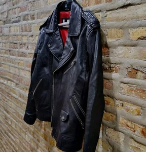 Topman Medium 100% Leather biker motorcycle jacket London Was $200 Fits ZARA Men - Picture 1 of 8