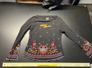 Blusa para mujer Harley Davidson XL Top floral llamas manga larga Kansas City.  - Imagen 1 de 15