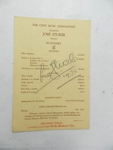 1934 Concert Program SIGNED BY JOSE ITURBI, CLASSICAL PIANIST - Picture 1 of 3