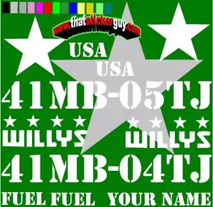 12pc Sticker kit for Jeep wrangler US ARMY Star fits TJ 97 - 06 Military - Picture 1 of 13