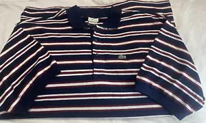 Lacoste Men's Polo Shirt Size 7 XXL Short Sleeve Red-White-Blue Alligator Log - Picture 1 of 15