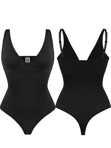 Deep VTummy Control Shapewear Women Thongs Bodysuit  Sculpting Bodysuits Halter - Picture 1 of 15
