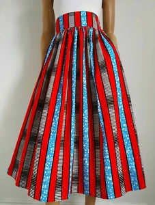 ANGELA African Printed Mid-Calf Skirt 100% Wax Cotton Handmade UK - Picture 1 of 11