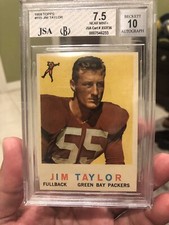 1959 Topps Jim Taylor rc Auto/Signed 7.5/10 BVG JSA sp Inscription 62MVP & HOF76