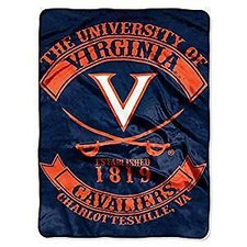 NCAA Licensed Royal Plush Raschel Fleece Throw Blanket (Virginia Cavaliers)