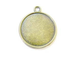 2 Cabochon Fassungen bronze rund für 20 mm Medaillon Kettenanhänger - Bild 1 von 1