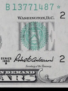 $5 1950B Star Gem CU Federal Reserve Note B13771487* series B five $ New York - Picture 1 of 7
