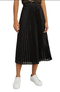 Reiss Marianne-Mesh Pleat Skirt Black UK 12/US 8 - Picture 1 of 6