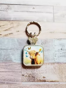 Cute highland Cow Concho Keychain, western keyring, western car accessories - Picture 1 of 3