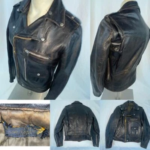 VTG 60s MENS S BUCO J-24L STEERHIDE LEATHER MOTORCYCLE BIKER JACKET - Picture 1 of 19