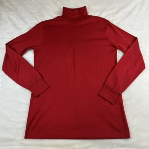 Bogner Womens Medium Base Layer Cotton USA Made Vintage Turtleneck Shirt L/S Red - Picture 1 of 11