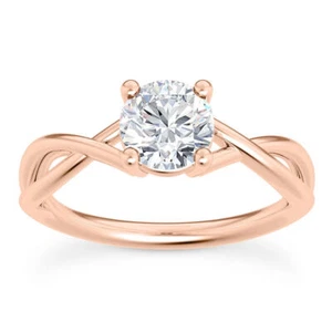 Diamond Rose Gold Solitaire Ladies Ring Round Shape D VS2 Treated 14K 0.90 Carat - Picture 1 of 6