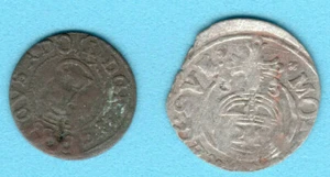 Two Coins Elbing 1/24 Taler Schilling 1633 Dreipolcher Sweden Poland 3827 - Picture 1 of 2