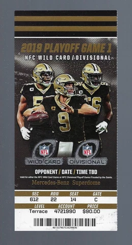 2019-20 NFL NFC DIVISIONAL PLAYOFFS VIKINGS @ SAINTS FULL TICKET - DREW BREES Cover