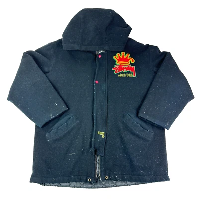 Chaqueta Universitaria De Colección Stussy Burly Gear World Tribe Para Hombres Lana Con Capucha Grande RARA Foto 1 de 4