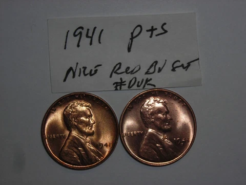 wheat penny 1941 ,1941S RED BU SET OF 2 LINCOLN CENTS 1941-P, 1941-S RED UNC LOT Cover
