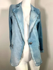 GIGI MODA PUGLIA GIACCA BLAZER JEANS COTONE BLU, CERNIERE E BOTTONI ARGENTO S/M - Foto 1 di 4