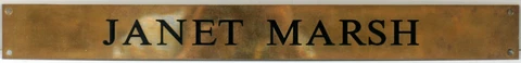 Old bronze brass English plaque sign solicitors office Yorkshire Janet Marsh Cover