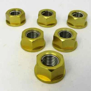 Kawasaki ZX-12R Ninja 2000 - 2006 6 goldene Aluminium Kettenradmuttern - Bild 1 von 6