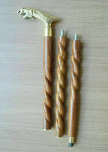 Vintage Wooden Walking Victorian Stick Cane Antique Brass Jaguar Handle Gift NEW - Picture 1 of 4