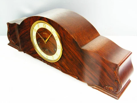 VERY LONG JUNGHANS ART DECO WESTMINSTER  CHIMING MANTEL CLOCK  BLACK FOREST Cover