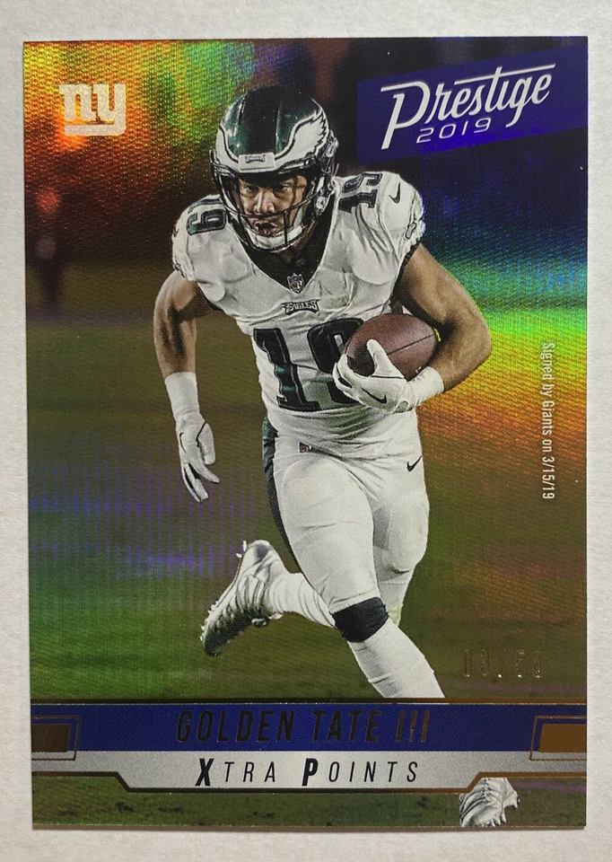 2019 PRESTIGE XTRA POINTS GOLDEN TATE III GOLD #03/50 GIANTS - Image 1 of 2