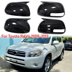 For Toyota RAV4 2009-2012 Black/Carbon Ox Horn Rearview Mirror Cover Shell Caps - Foto 1 di 18