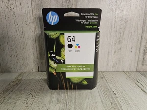 Cartucce inchiostro nero e tricolore HP 64 originali nuove sigillate scade gennaio 2026 - Foto 1 di 2