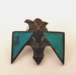 Vintage Southwest Thunderbird Zuni Lapel Pin - 7/8 inch - Picture 1 of 9