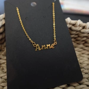 Anne 14" Personalized Choker Necklace Gold Tone Dainty Delicate Name Gift - Picture 1 of 4