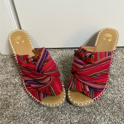 Womens Colorful Striped Espadrille Wedge Sandals Size 9 - Image 1 of 4
