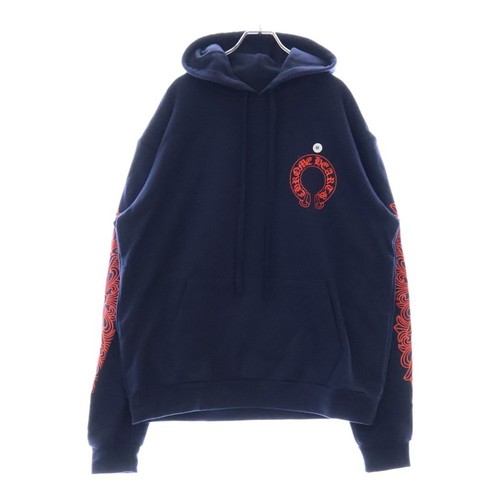 Maglione Chrome Hearts SWTSHRT PLVR felpa con cappuccio manica floreale schiena ferro di cavallo usa