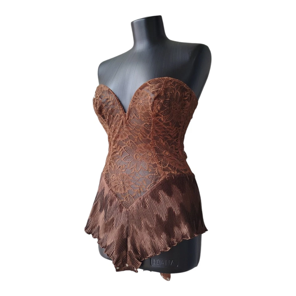 Body Corsé LA PERLA Brevettato Marrón Encaje Floral Vintage Años 90 Talla 3/L Foto 1 de 4