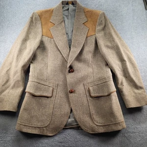 Pendleton High Grade Western Blazer Sport Coat 40 Wool Tweed 80s Cowboy Holes - Picture 1 of 21