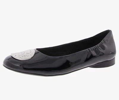 Clarks Mujer Loreleigh Ave Ballet Plano, Negro Patente Sintético Talla 10 ¡Nuevo!  Foto 1 de 3