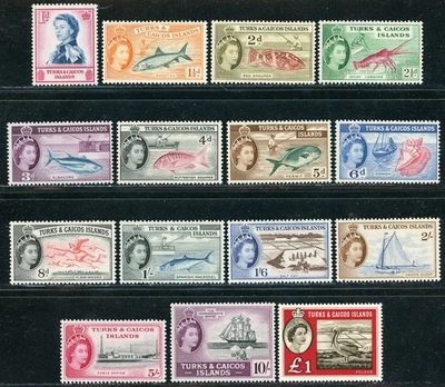 ISLAS TURCAS Y CAICOS 1957-60 COMO NUEVO JUEGO CASI NUEVO #121-35, ¡REINA ISABEL!! F187 Foto 1 de 2