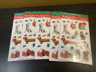 American Greetings Christmas Dog Cat W/ Hats Scrapbook Stickers Pets 20 Sheets - Image 1 of 4