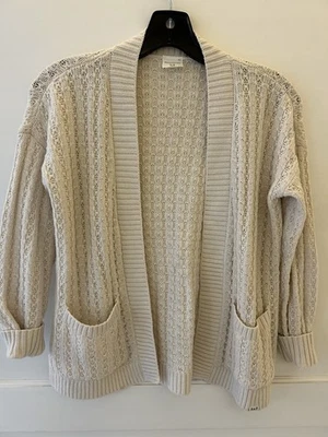 Cárdigan Abercrombie Niños 9/10 Abierto Manga Larga Con Bolsillos Crema Usado en Excelente Condición Foto 1 de 4