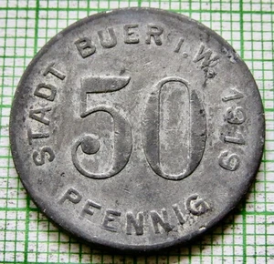 GERMAN NOTGELD City Buer Prussian province of Westphalia 1919 50 Pfennig, Zinc - Picture 1 of 6