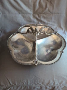 Vintage Silver Metal Serving Tray With Snake Handles Jardiniere India Rare - Picture 1 of 16