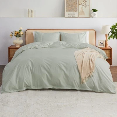 Juego de funda nórdica 100 % algodón orgánico suave transpirable juegos de cama de 3 piezas Foto 1 de 4