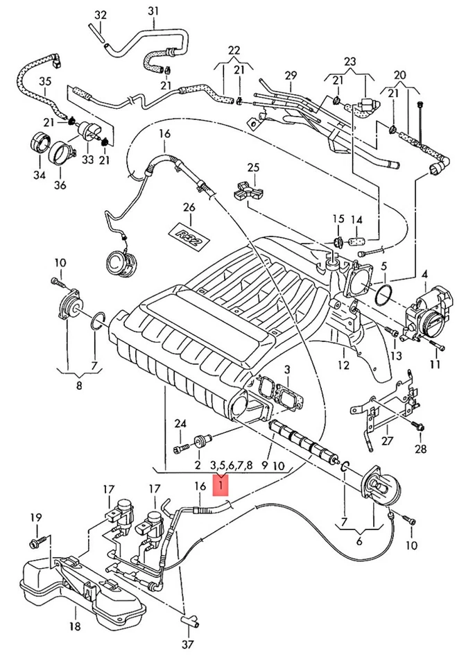 Genuine AUDI VW A3 S3 Sportback Lim. quattro. Intake Manifold 022133201AH - Изображение 1 из 1